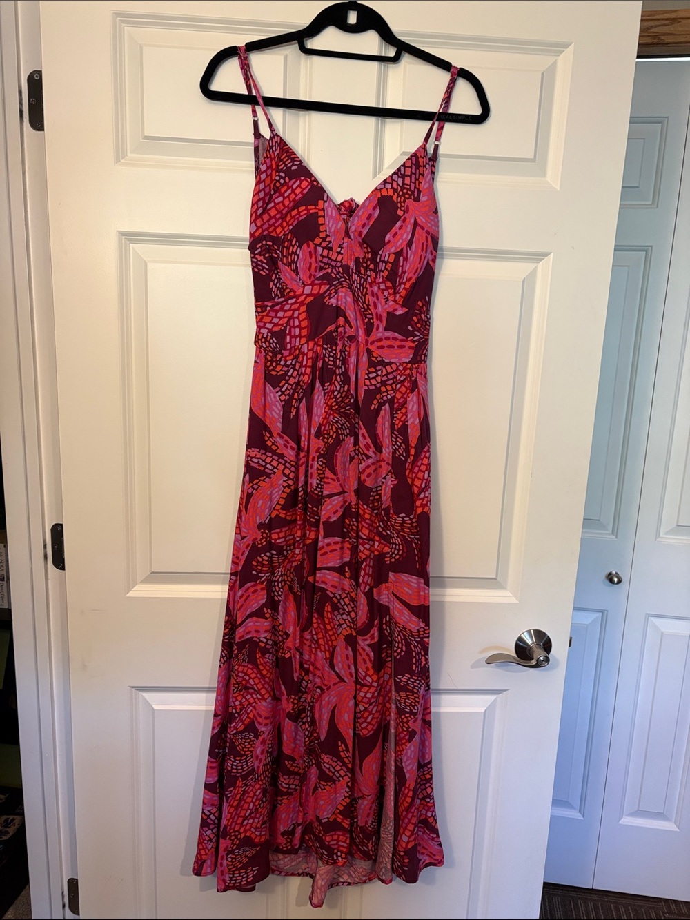 Floral Pink & Burgundy Maxi Slip Dress